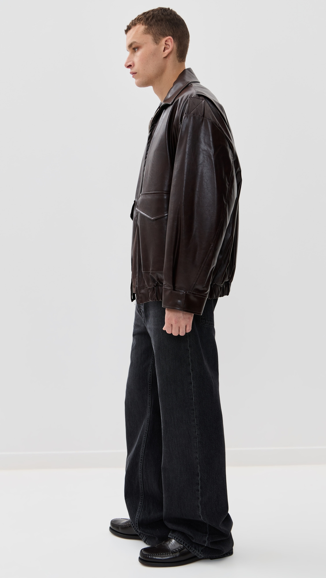 Faux Leather Sports Jacket - 3