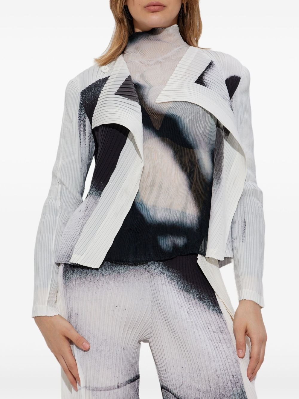 Shadow Study pleated graphic-print jacket - 3