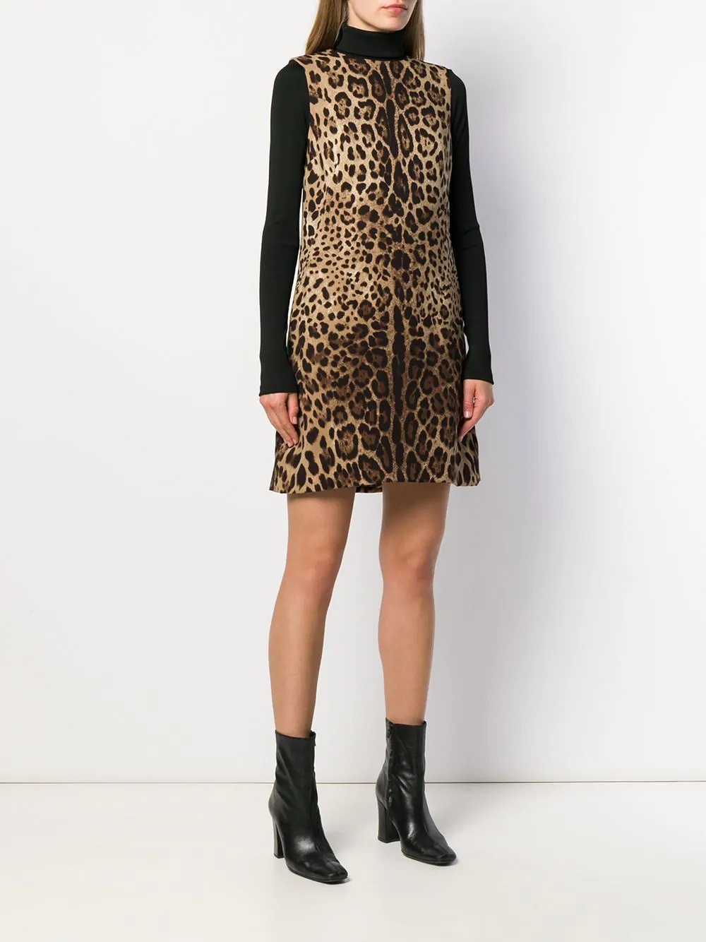 leopard pattern shift dress - 3