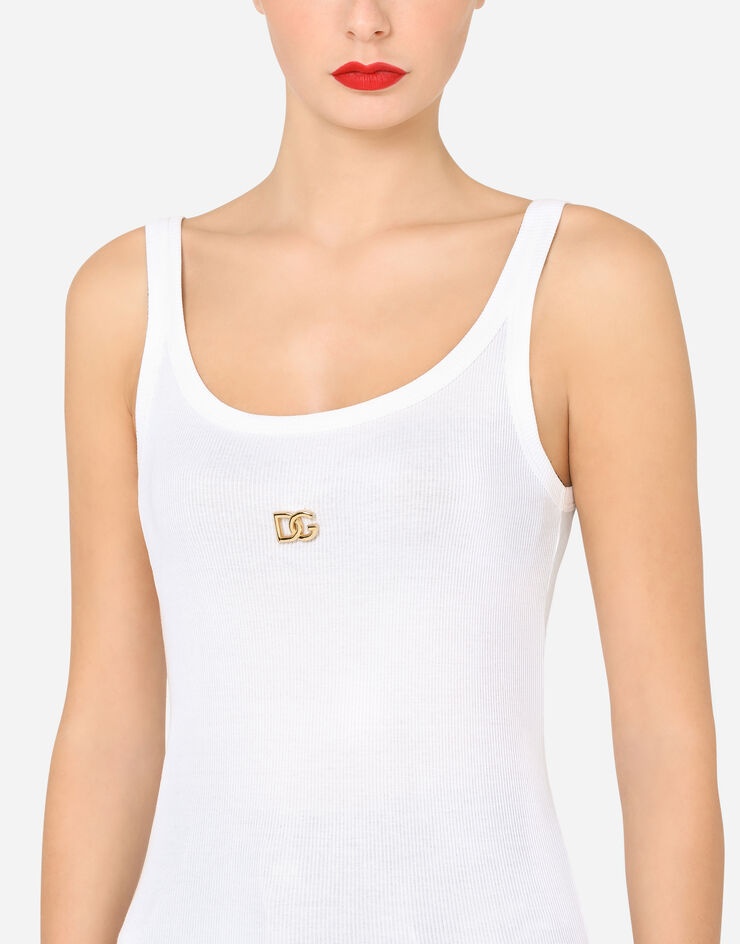 Fine-rib jersey tank top with DG logo - 4