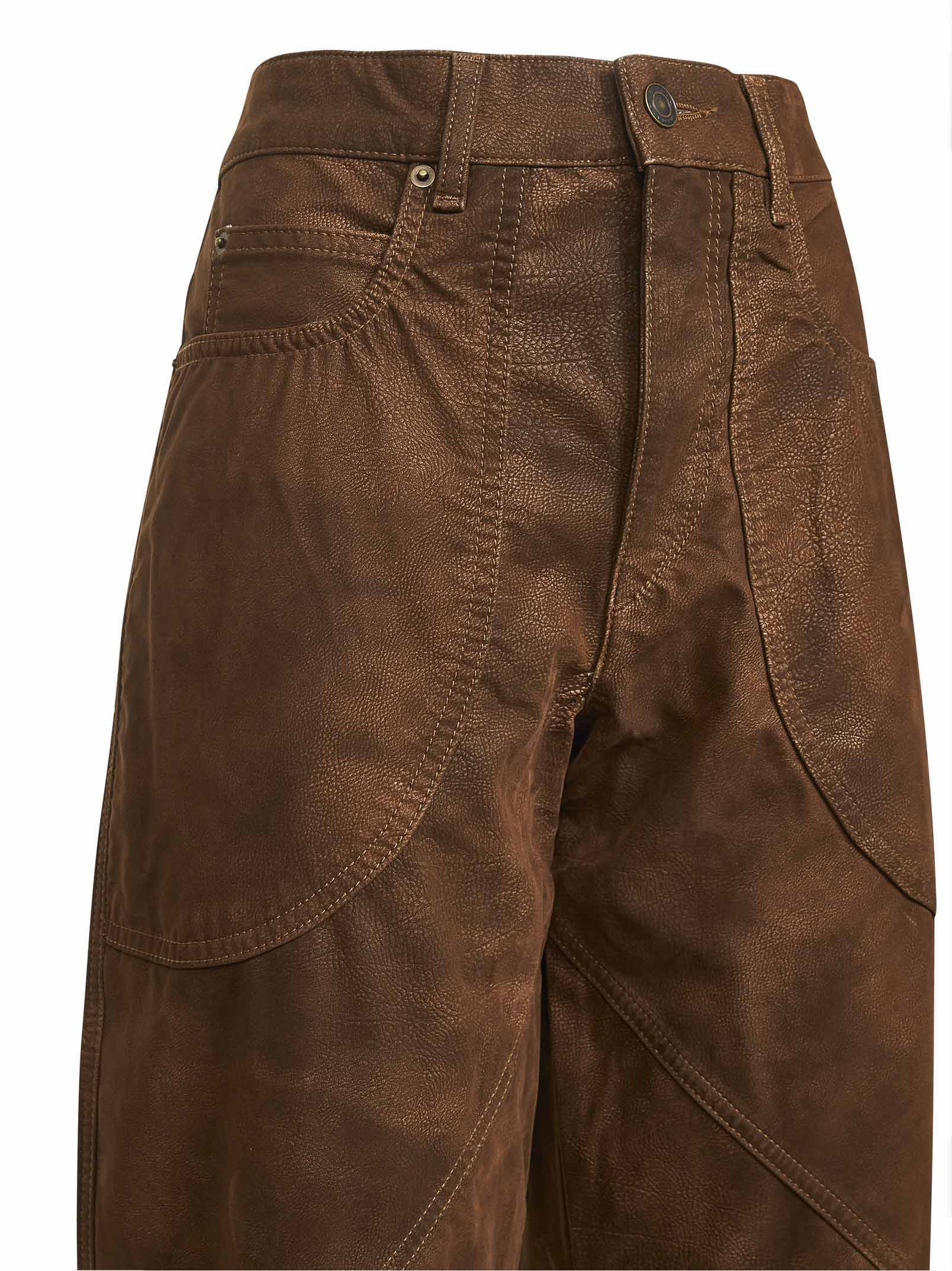 Tobacco vintage faux leather Kelvina trousers - 3