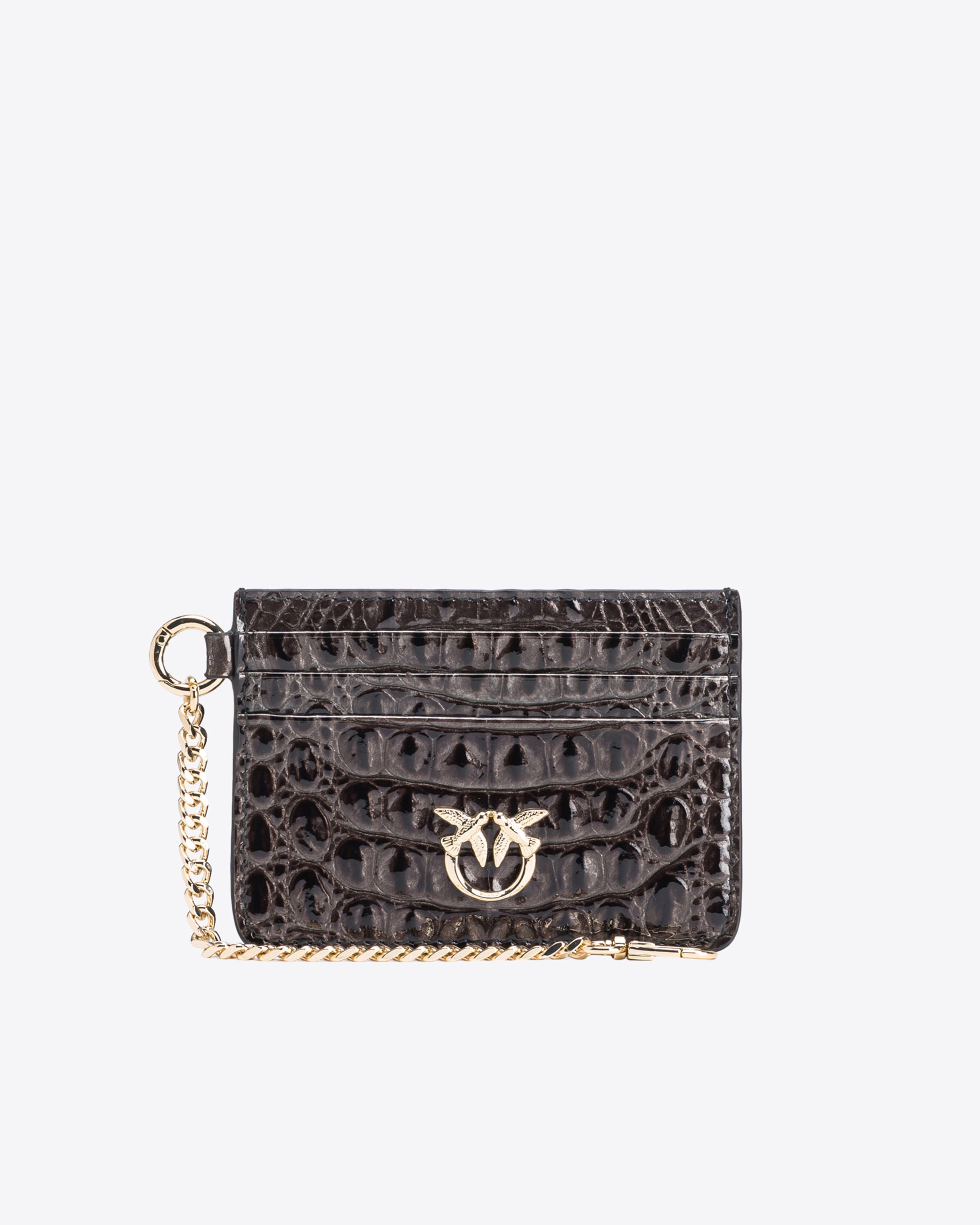 PINKO GALLERIA CROC-PRINT LEATHER CARD HOLDER - 1