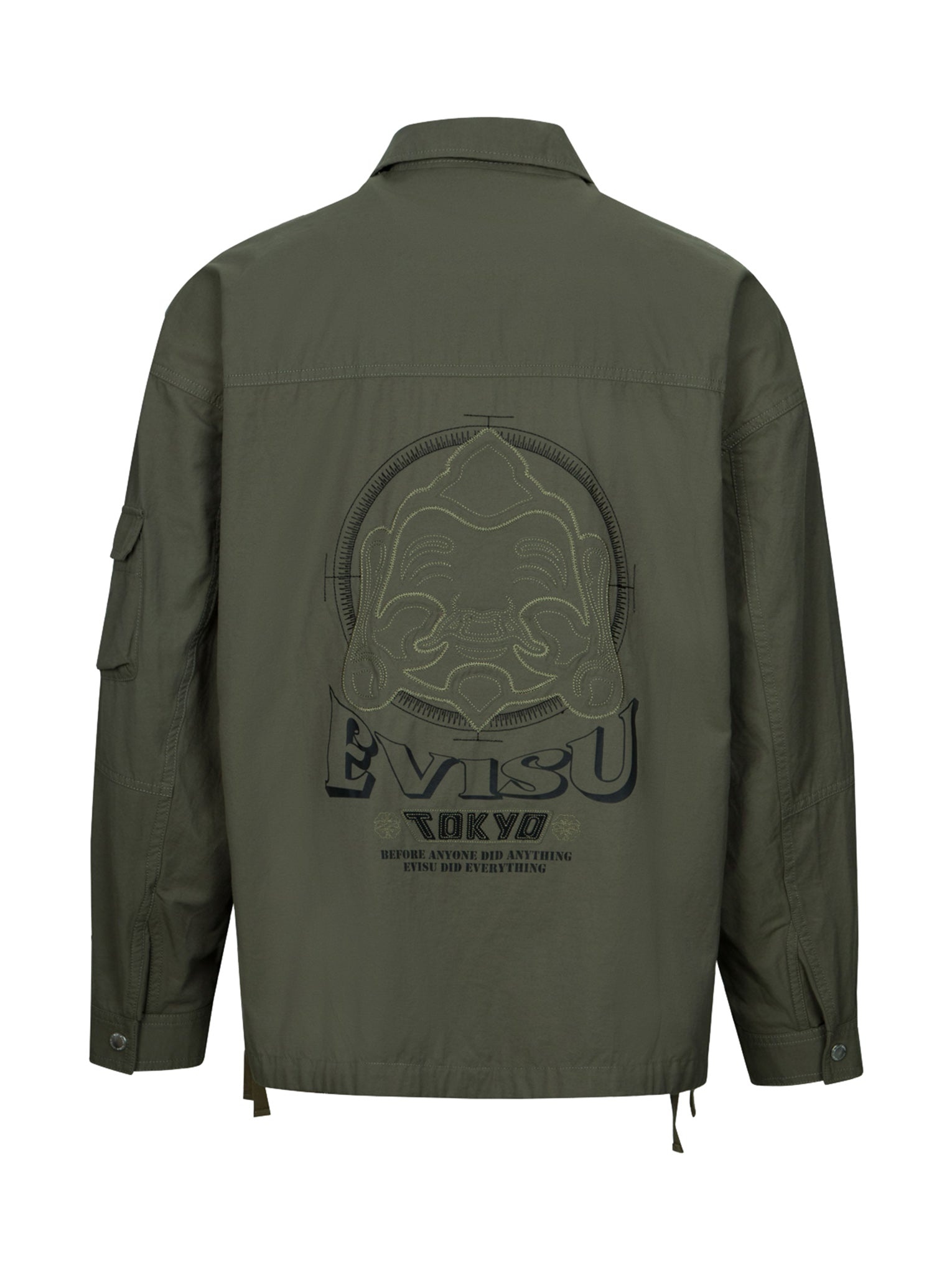 Hand Stitching Seagull and Godhead Embroidery Loose Fit Shirt Jacket - 13