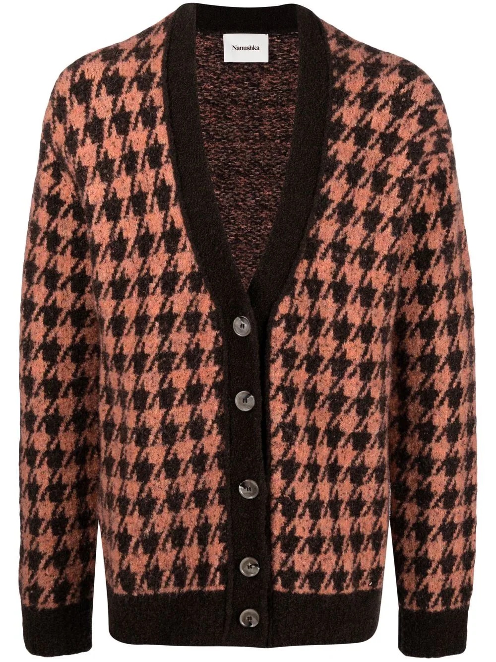 houndstooth pattern knitted cardigan - 1