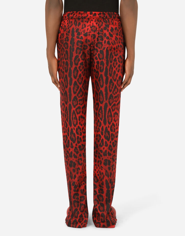 Silk jogging pants with leopard print - 2