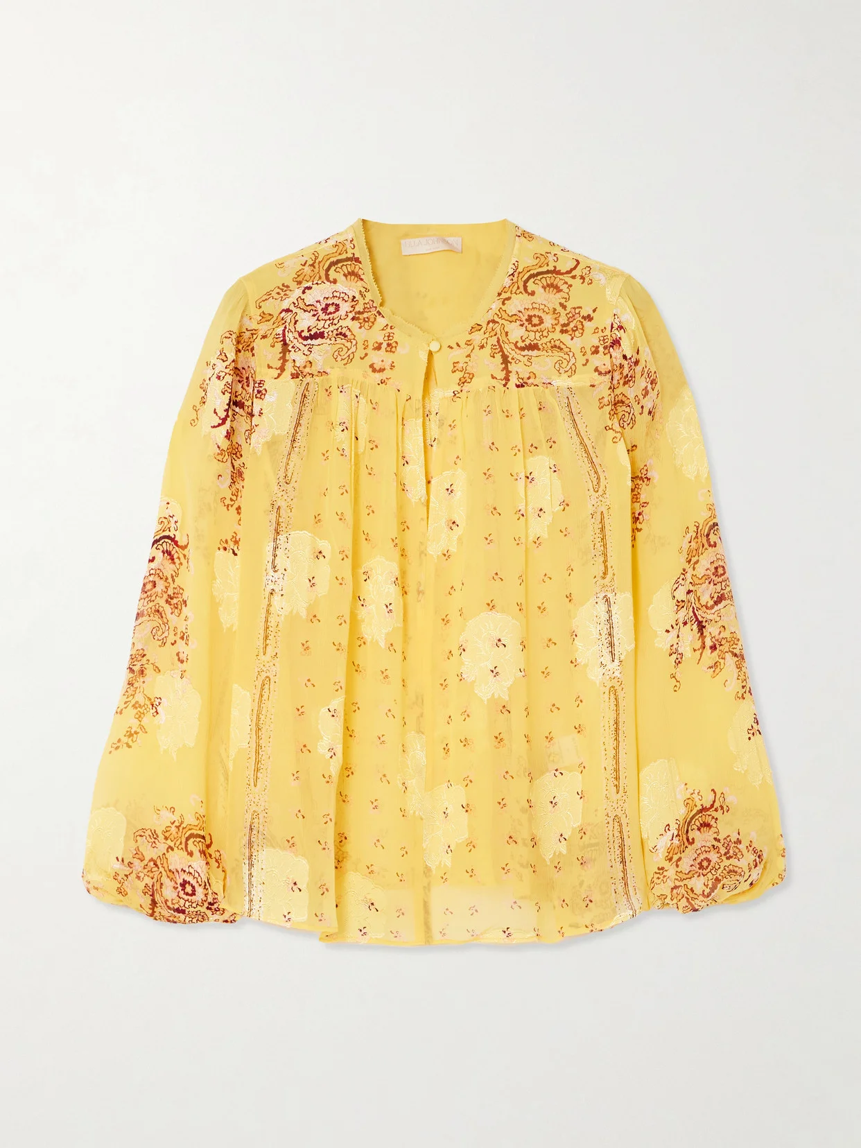 Aster Picot-trimmed Printed Silk-blend Crepon Blouse - 1