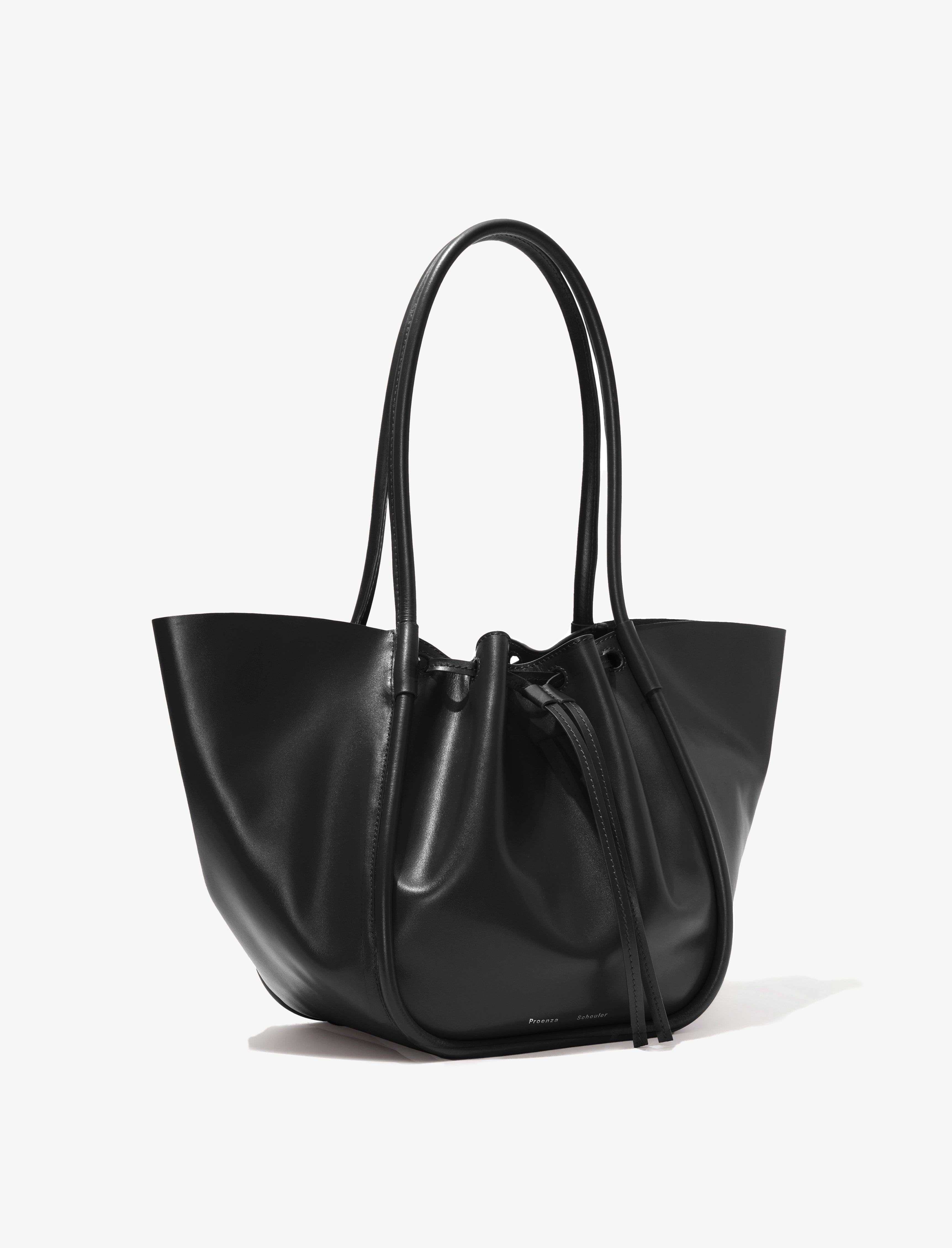 Large Ruched Tote in Soft Shiny Calf - 3