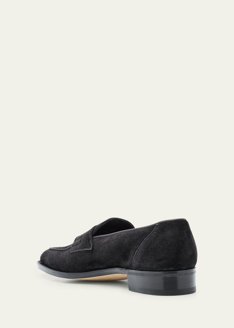 John Lobb Men's James Suede Penny Loafers outlook