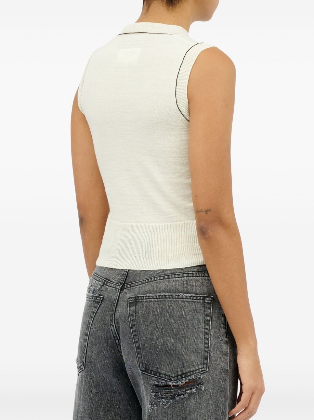 stitch-detail wool-knit vest top - 7