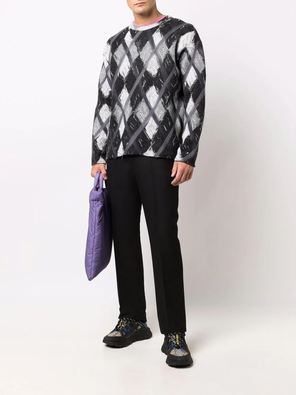 argyle-pattern wool-blend jumper - 2