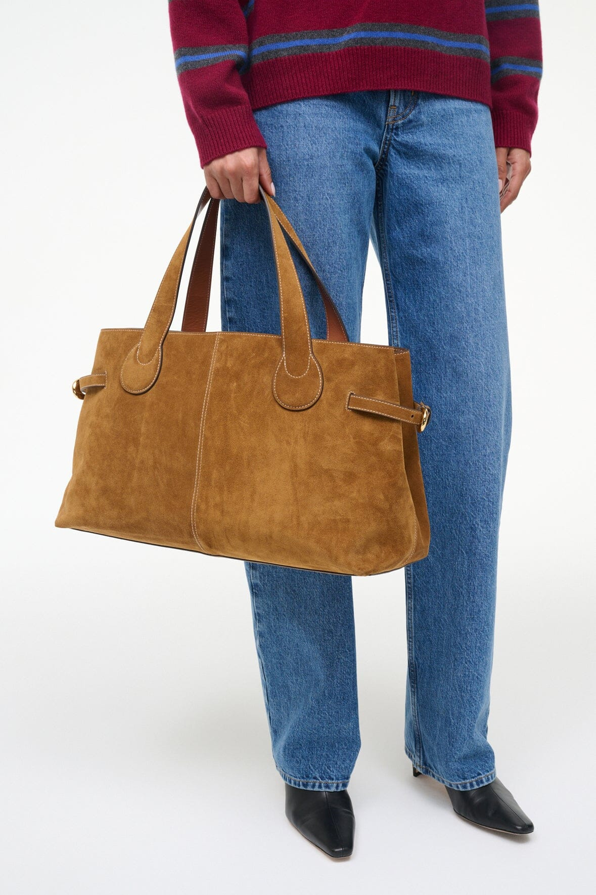 STAUD PIPER TOTE TAN SUEDE - 4