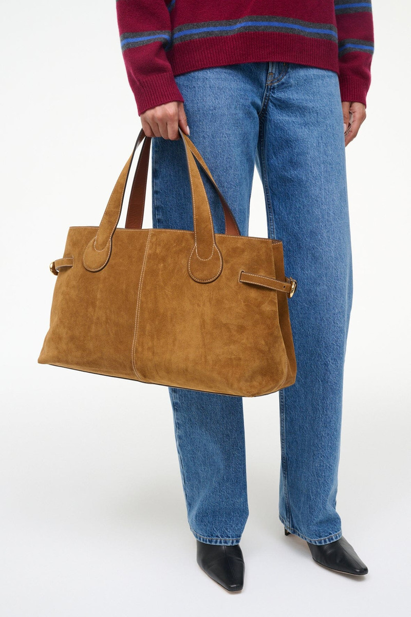 STAUD PIPER TOTE TAN SUEDE 4