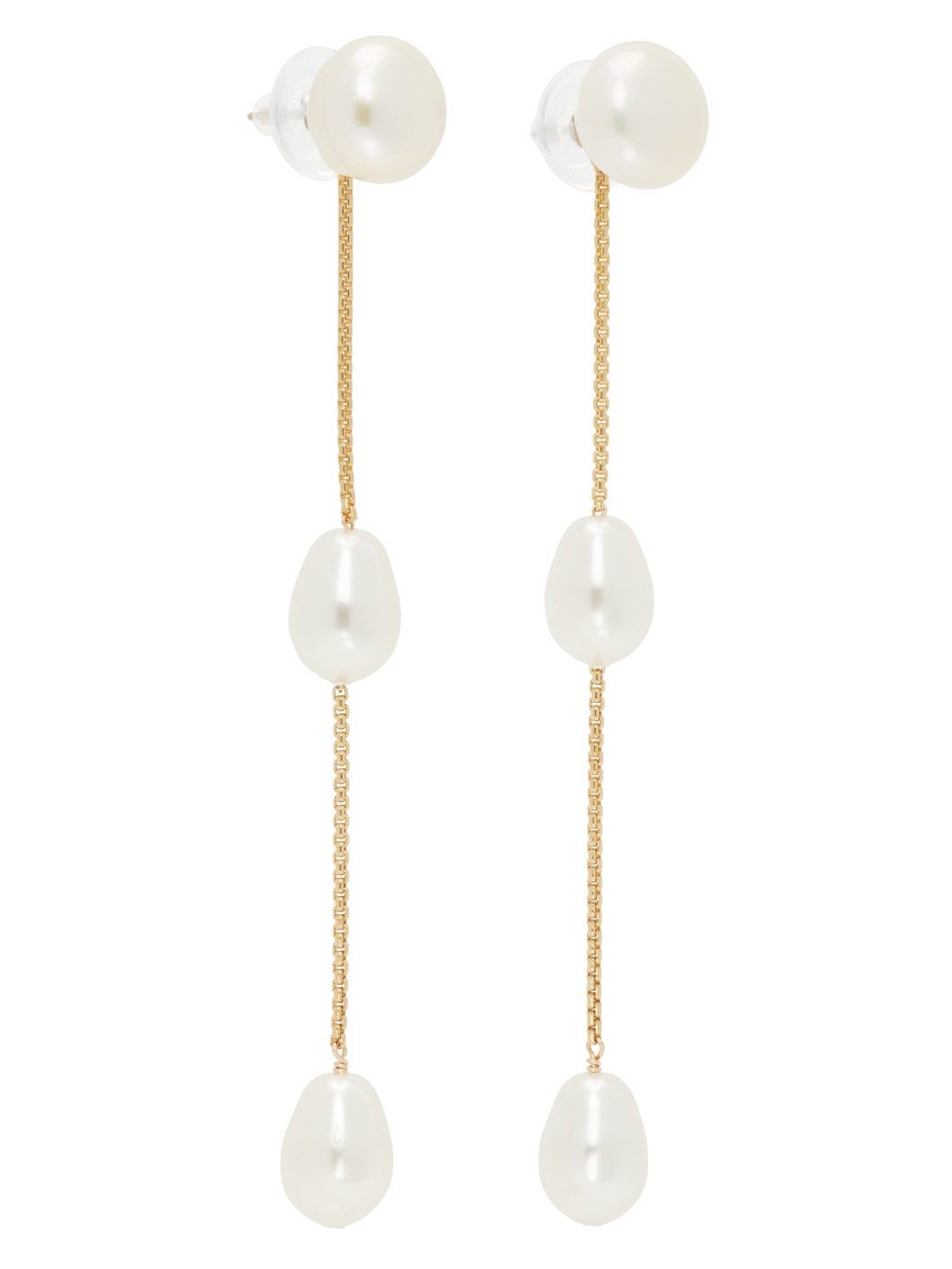 Gold Small Pearl Drop Earrings - 2