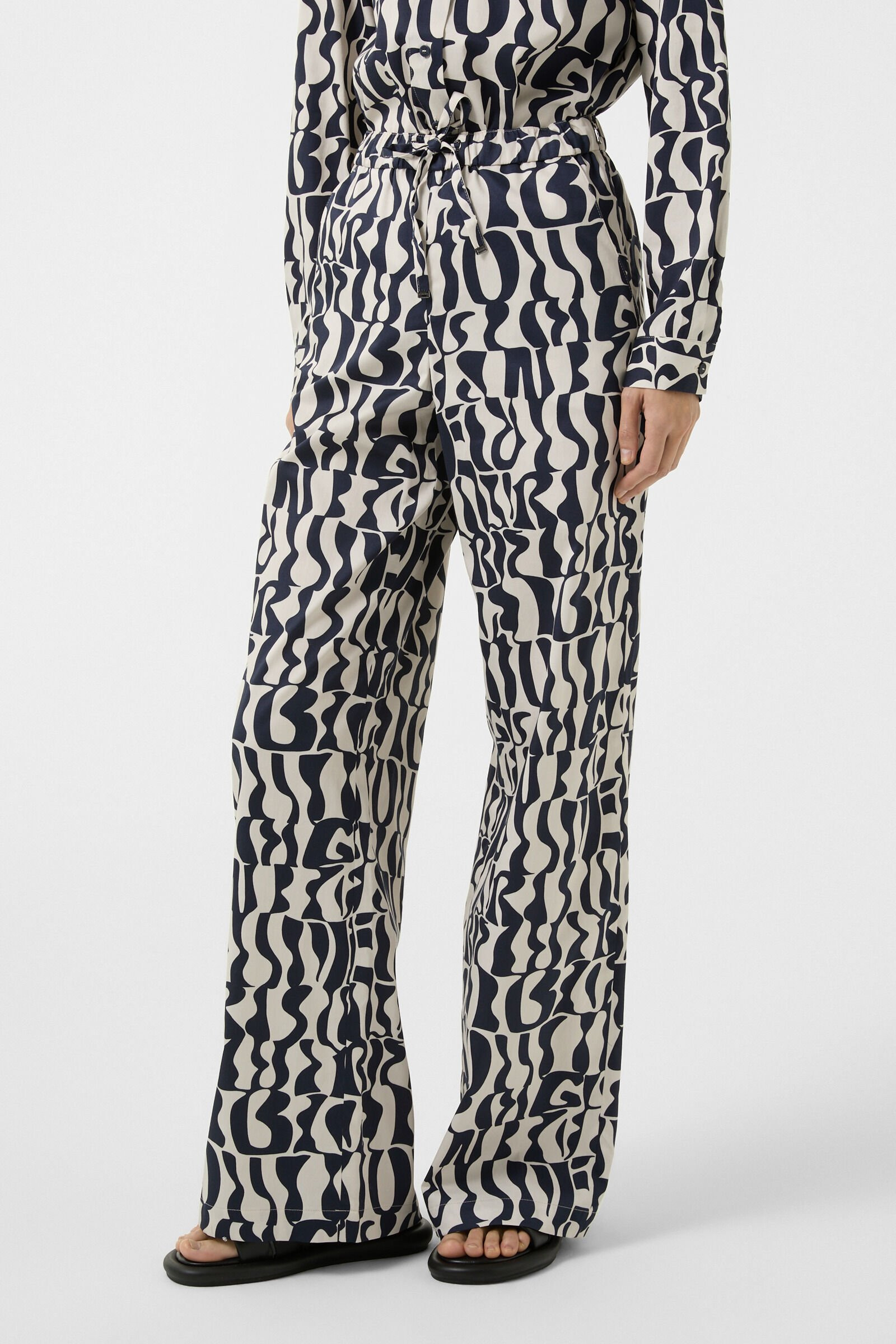 Marlene trousers Donya in Navy blue/ecru - 2