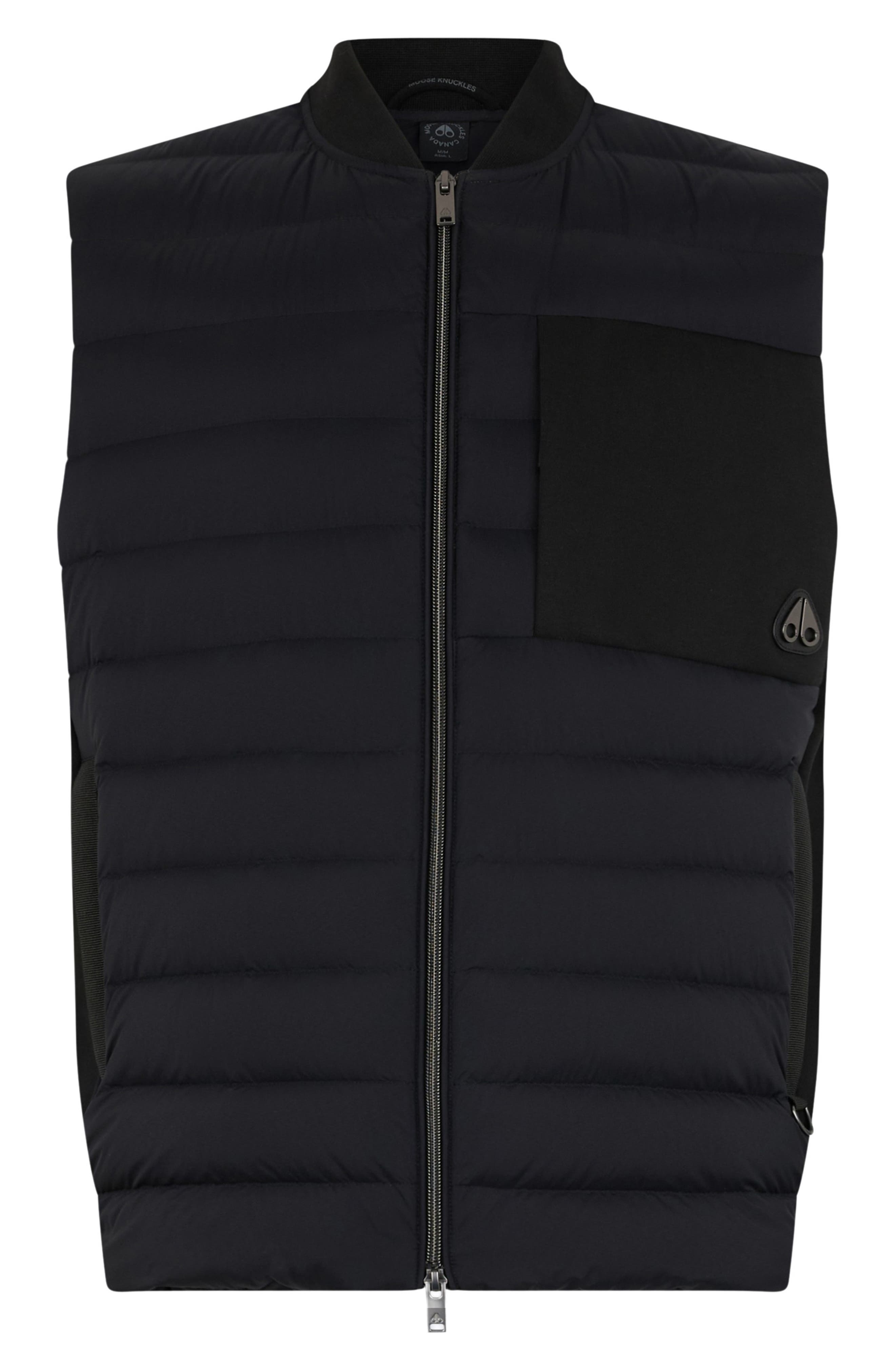 Moose Knuckles Anderson Air Down Hybrid Quilted Vest in Black/Black at Nordstrom - 4