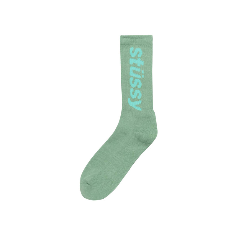 Stussy Helvetica Crew Socks 'Pistachio/Aqua' - 1
