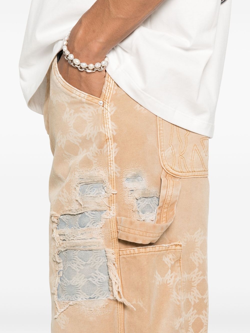 distressed straight-leg jeans - 5