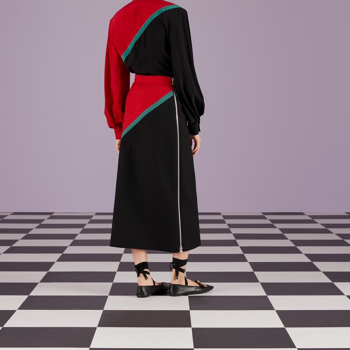 Diagonal stripe wool skirt - 7
