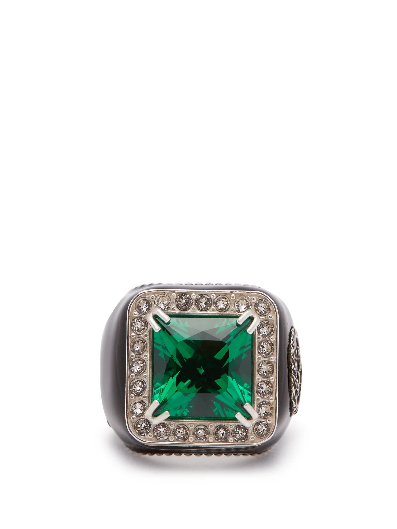 Crystal-embellished signet ring - 1