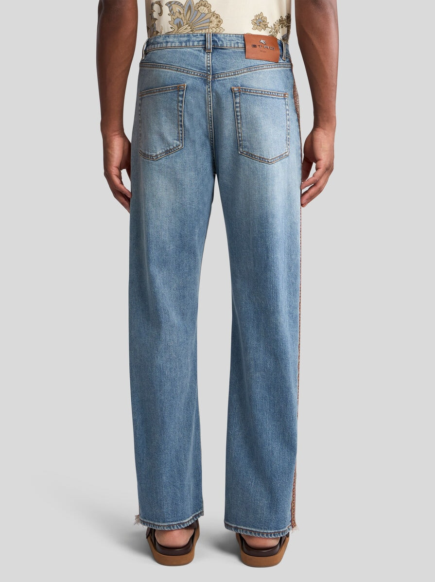 STRAIGHT-LEG JEANS WITH DECORATIVE BANDS - 5