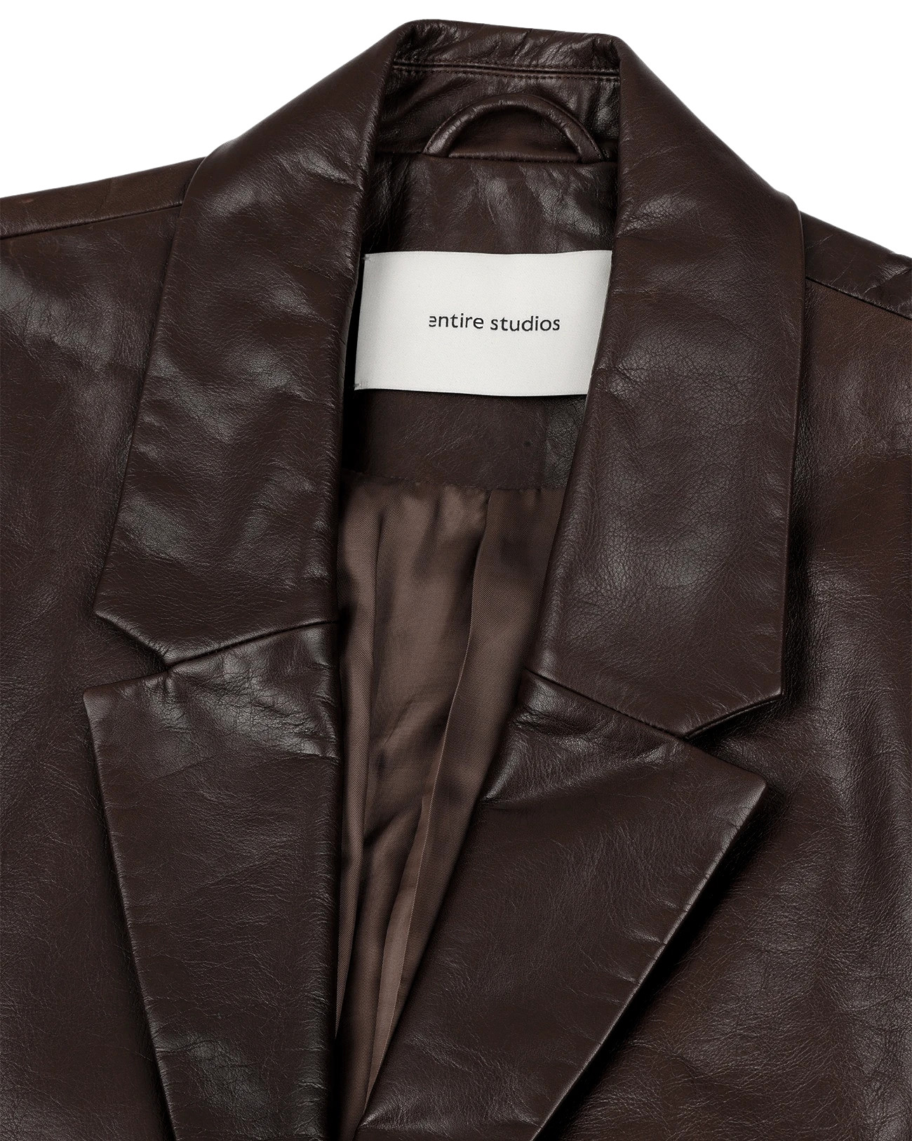 SINGLE BREASTED LEATHER COAT DARK BROWN - 7