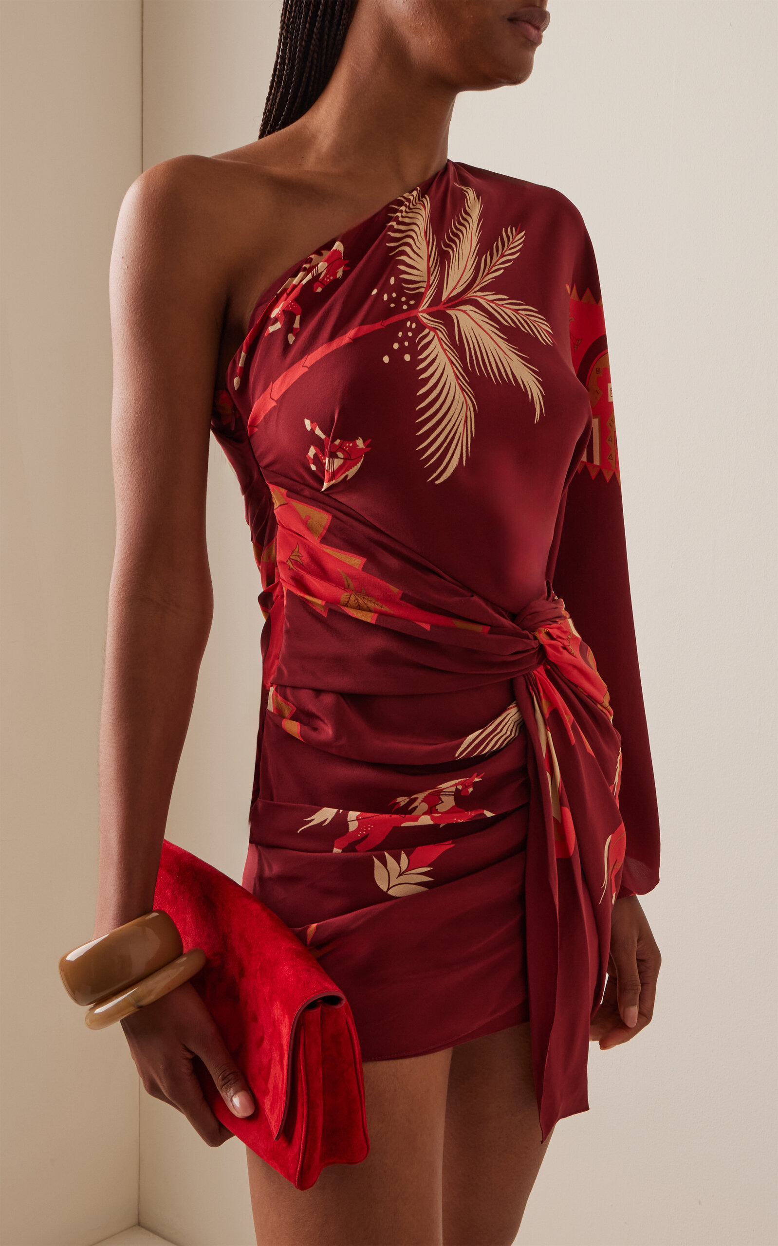 Hidden Oasis Silk Mini Dress burgundy - 3