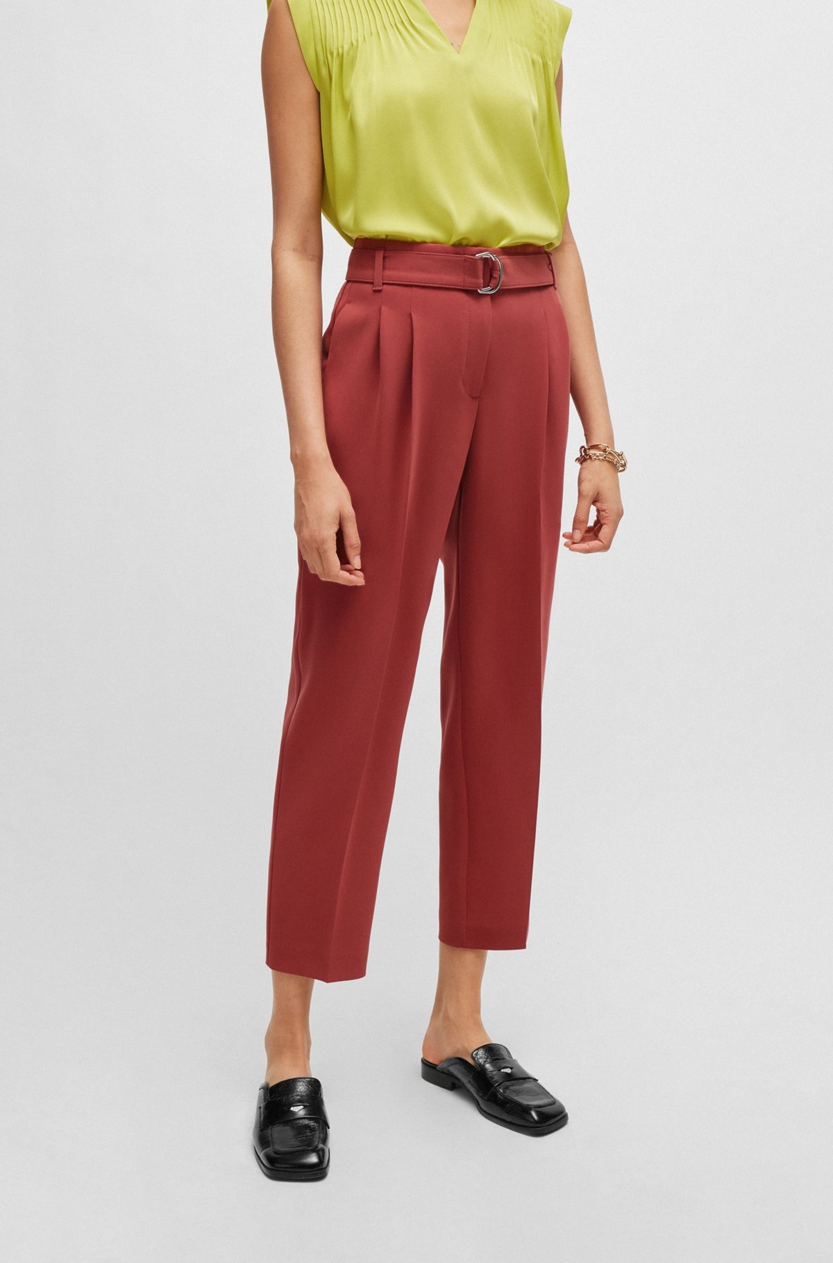 REGULAR-FIT CROPPED TROUSERS IN CREASE-RESISTANT CREPE - 2