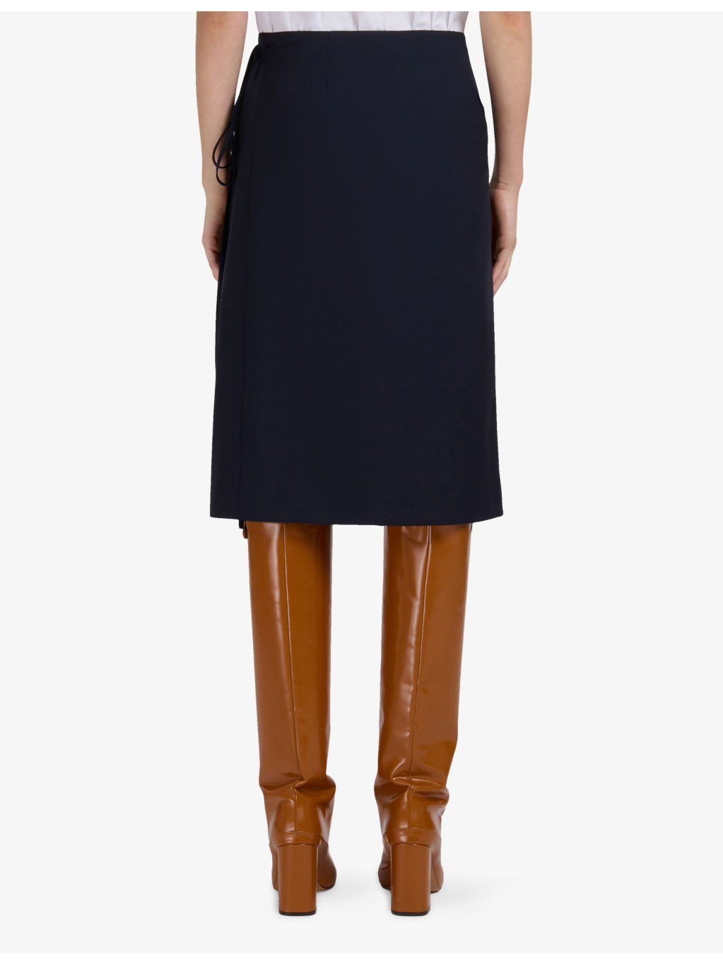 Contrast-Stripe Wrap-Front Wool Midi Skirt - 4