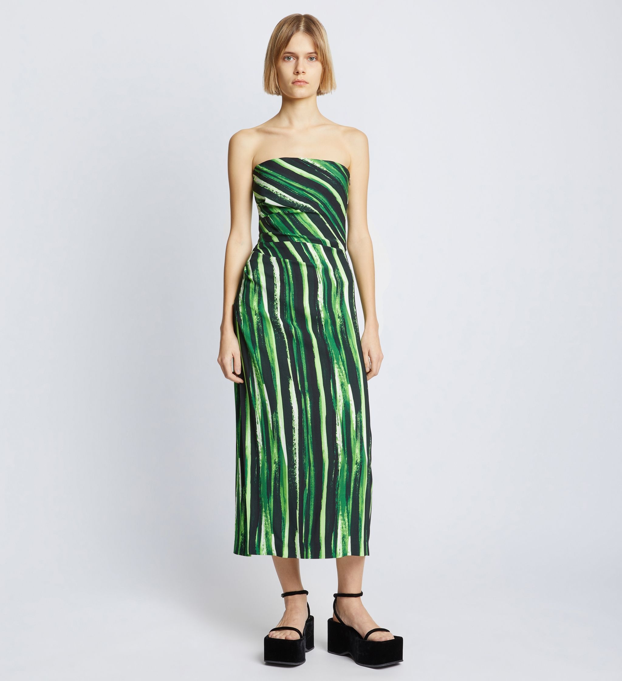 Painted Stripe Strapless Dress - 2