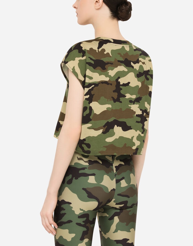 Cropped camouflage-print jersey T-shirt - 5