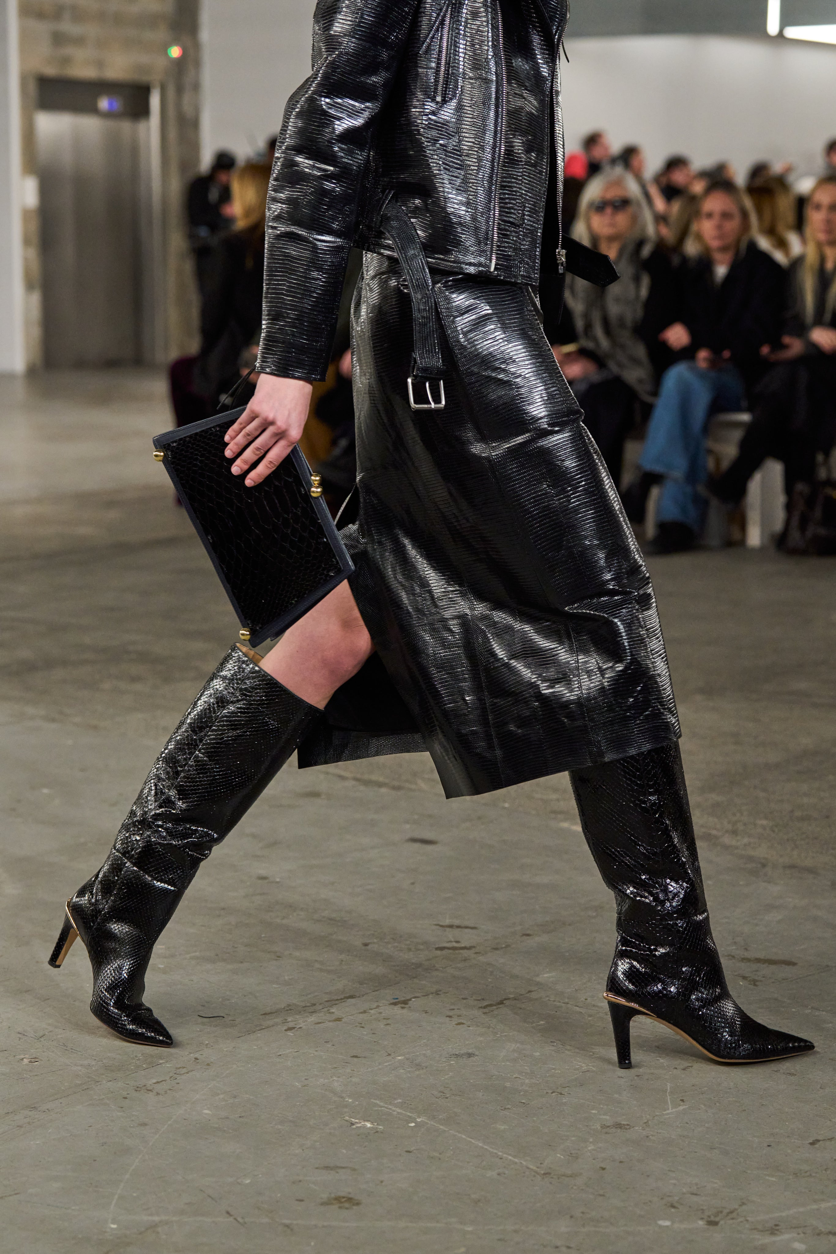 Aura Tall Boot in Black Snakeskin - 2