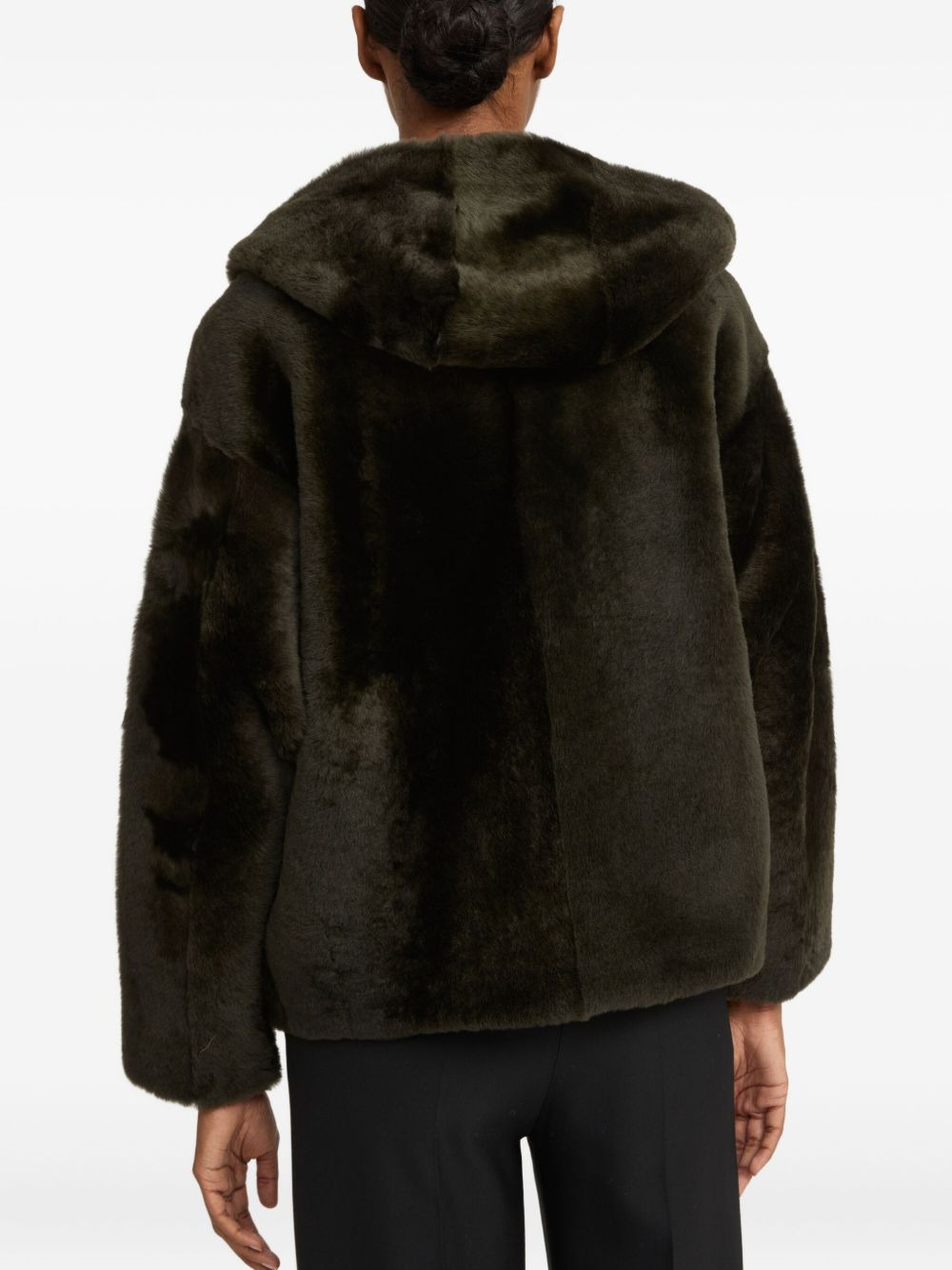 hooded shearling jacket - 4