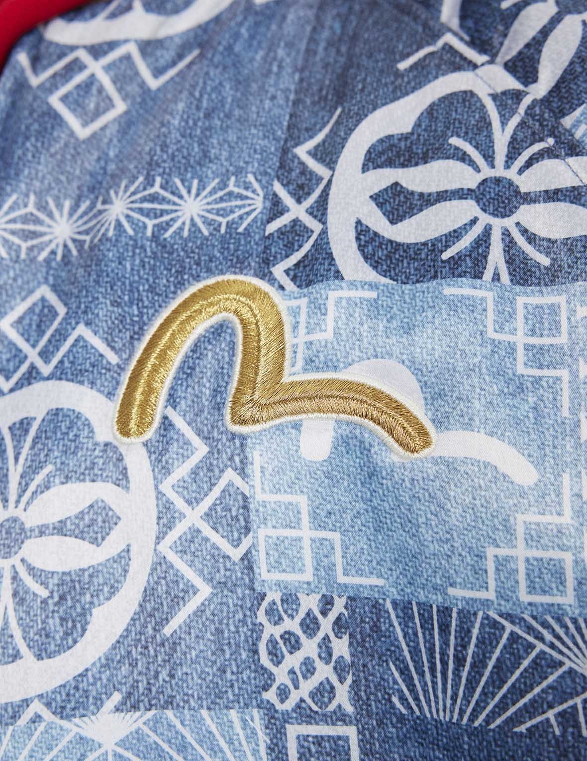 Soaring Snake Embroidery and Traditional Japanese Totem Prints Reversible Relax Fit Souvenir Jacket - 14