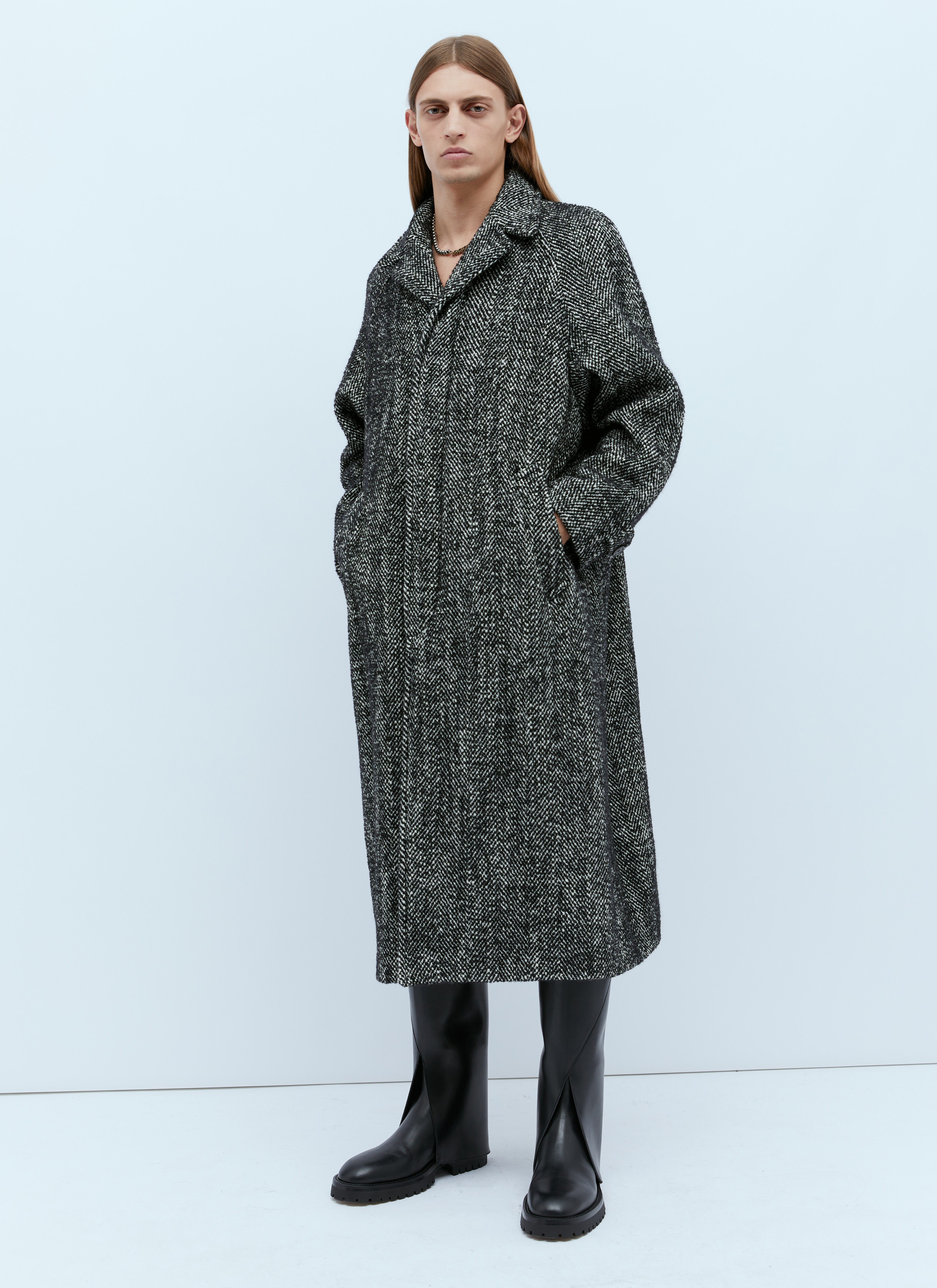 Marled Long Wool Coat - 4