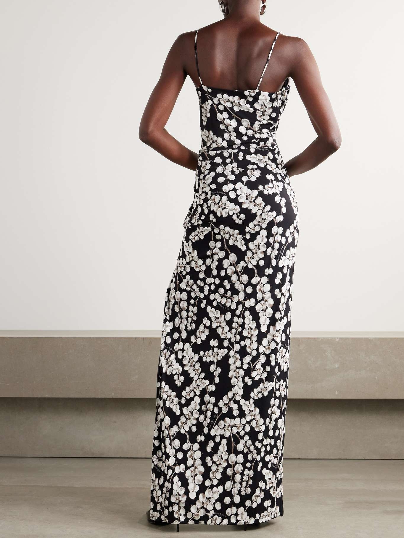 Draped printed crepe maxi dress - 3