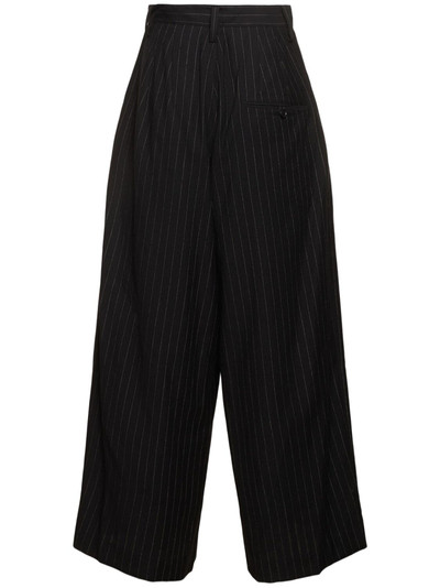 Yohji Yamamoto Pinstripe wool blend wide leg pants outlook