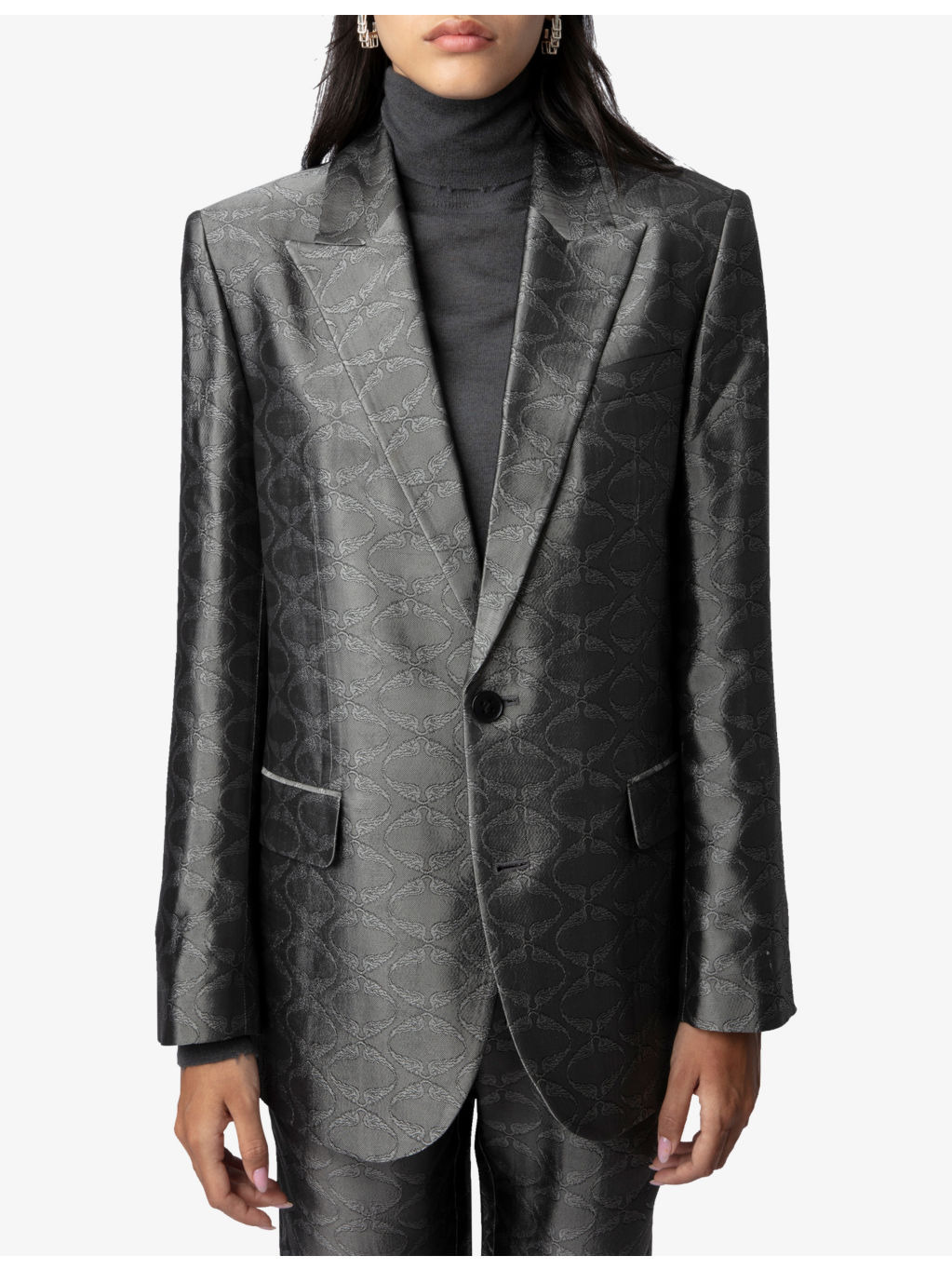Vegy monogram-jacquard single-breasted woven blazer - 3