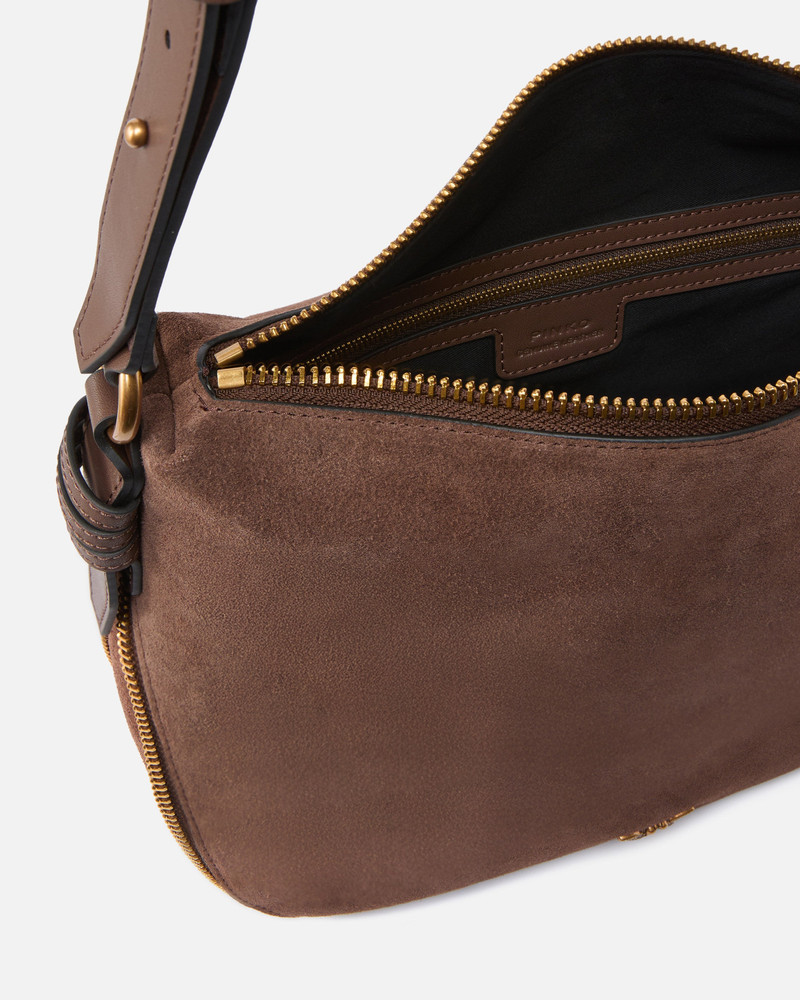 MEDIUM SUEDE HOBO BAG WITH LOVE BIRDS LOGO 4