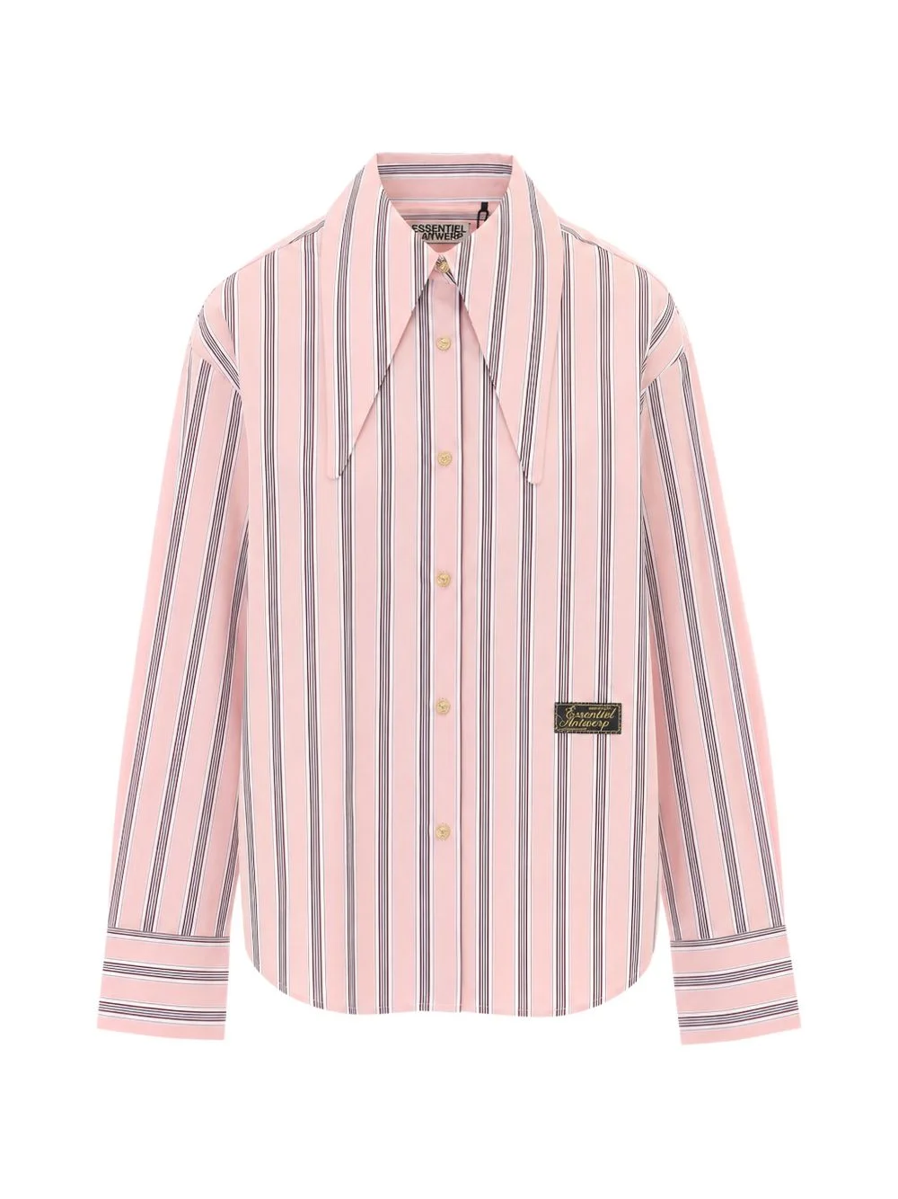 striped logo-patch shirt - 1