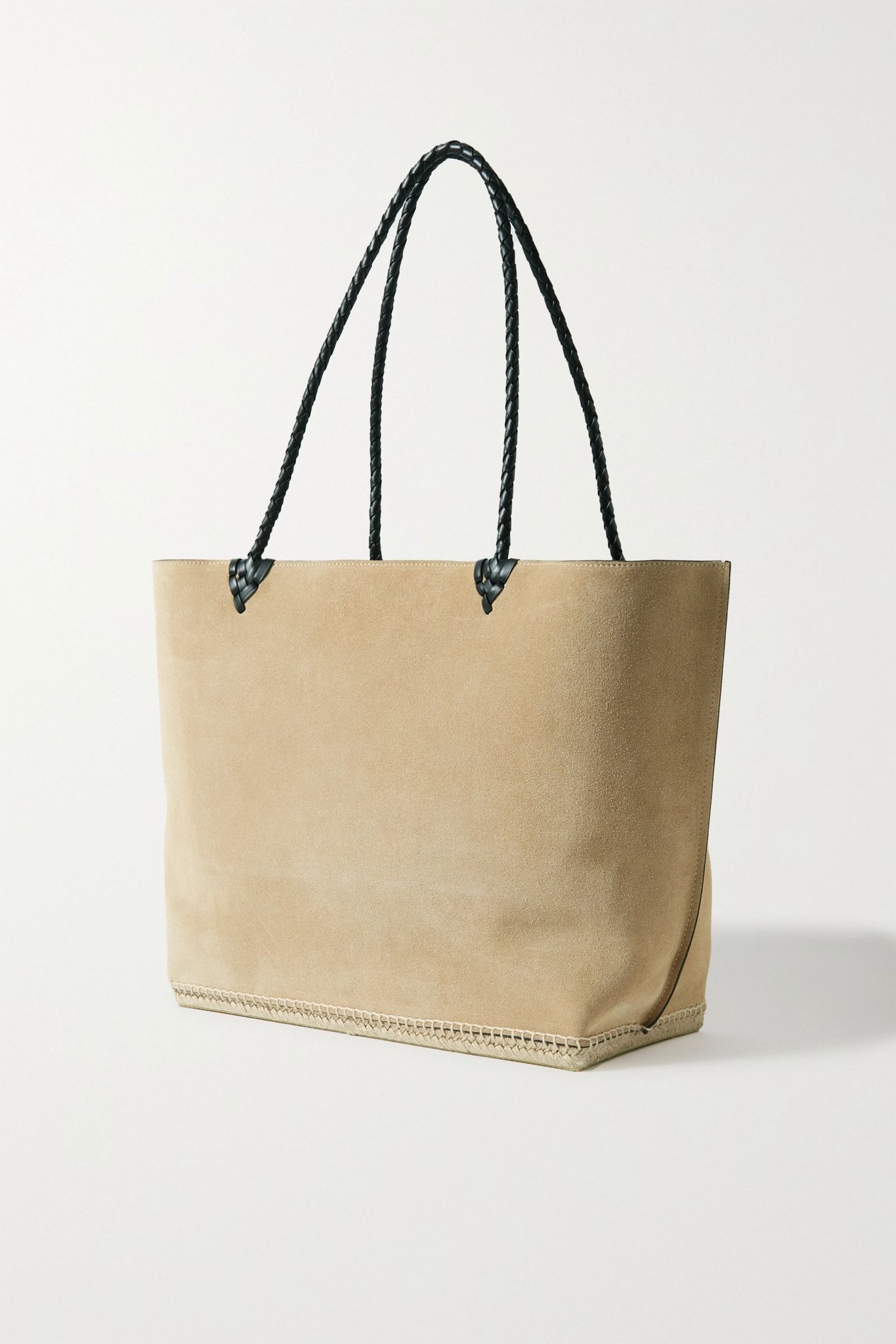 Espadrille large leather and jute-trimmed suede tote - 3