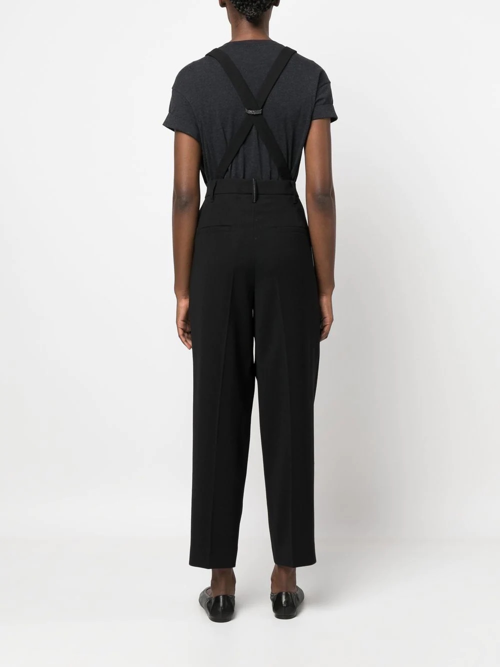 cropped brace-detail trousers - 4