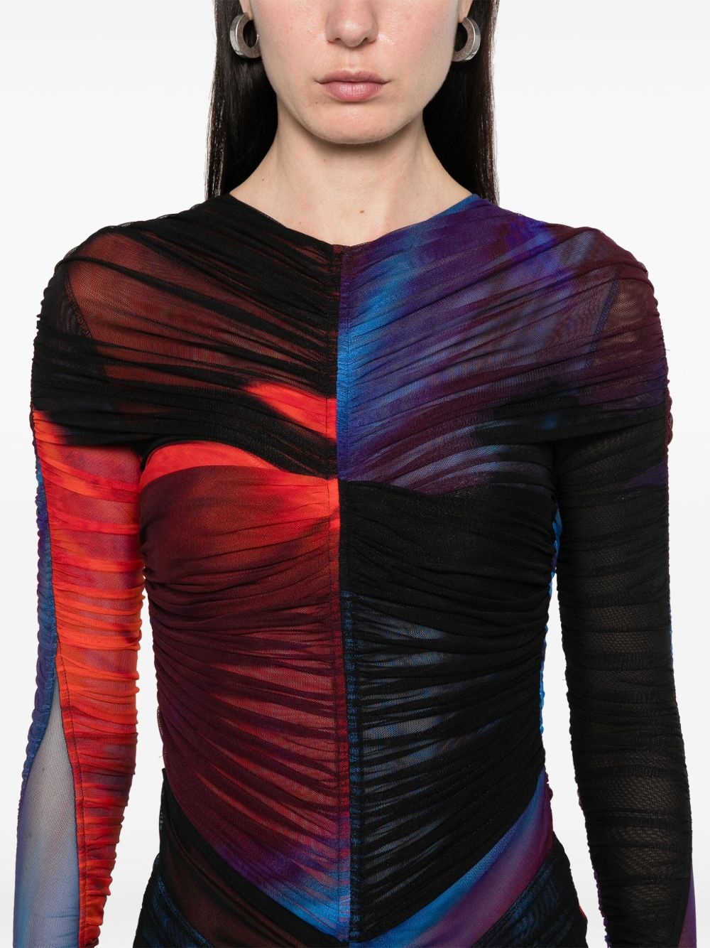 ruched mesh bodysuit - 5