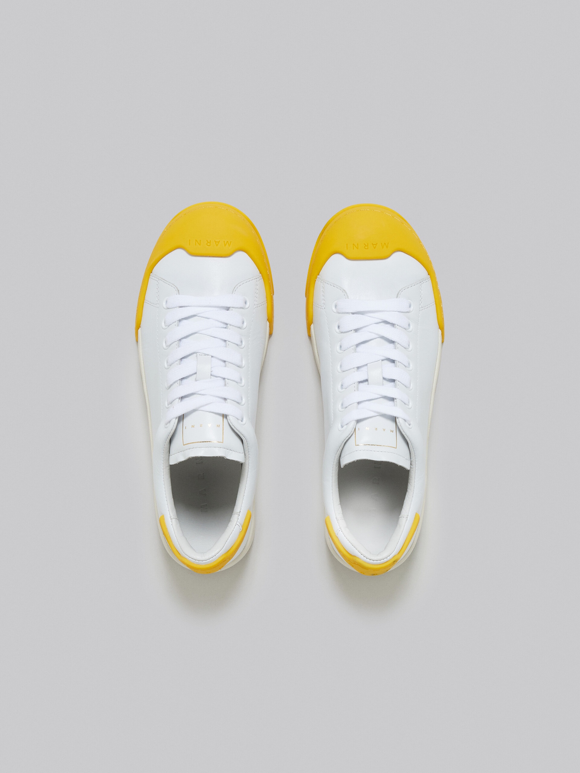 DADA BUMPER SNEAKER IN WHITE AND YELLOW LEATHER - 4