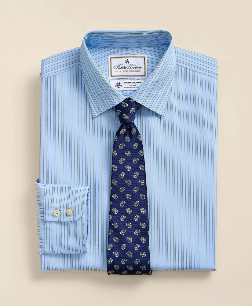 Brooks Brothers X Thomas Mason® Cotton Poplin Ainsley Collar, Stripe Dress Shirt - 1
