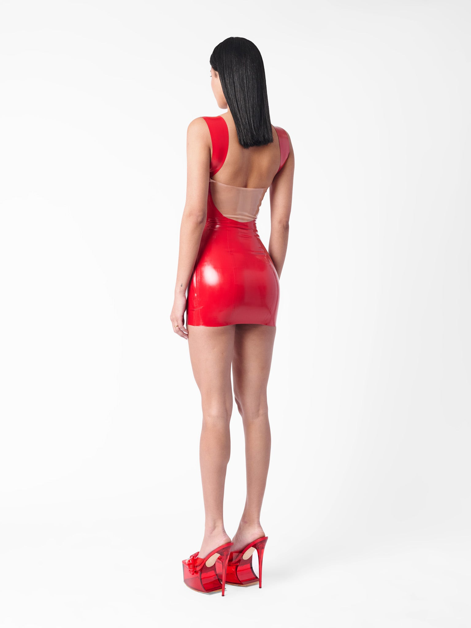 HOLLYWOOD LATEX DRESS RED - 5
