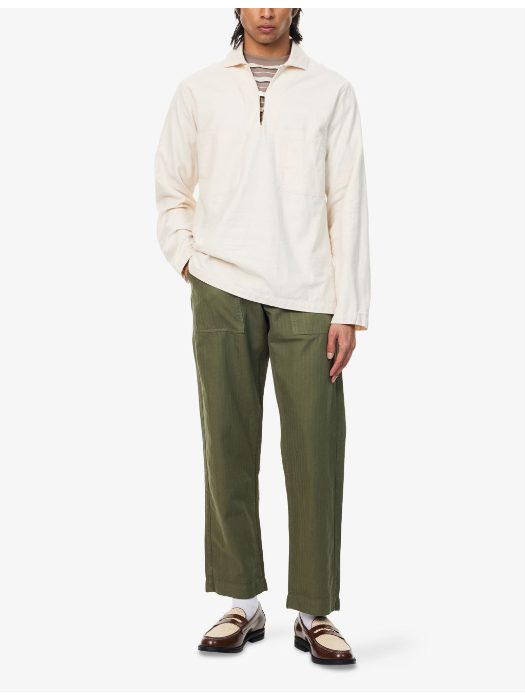 Patch-Pocket Long-Sleeved Linen Shirt - 2