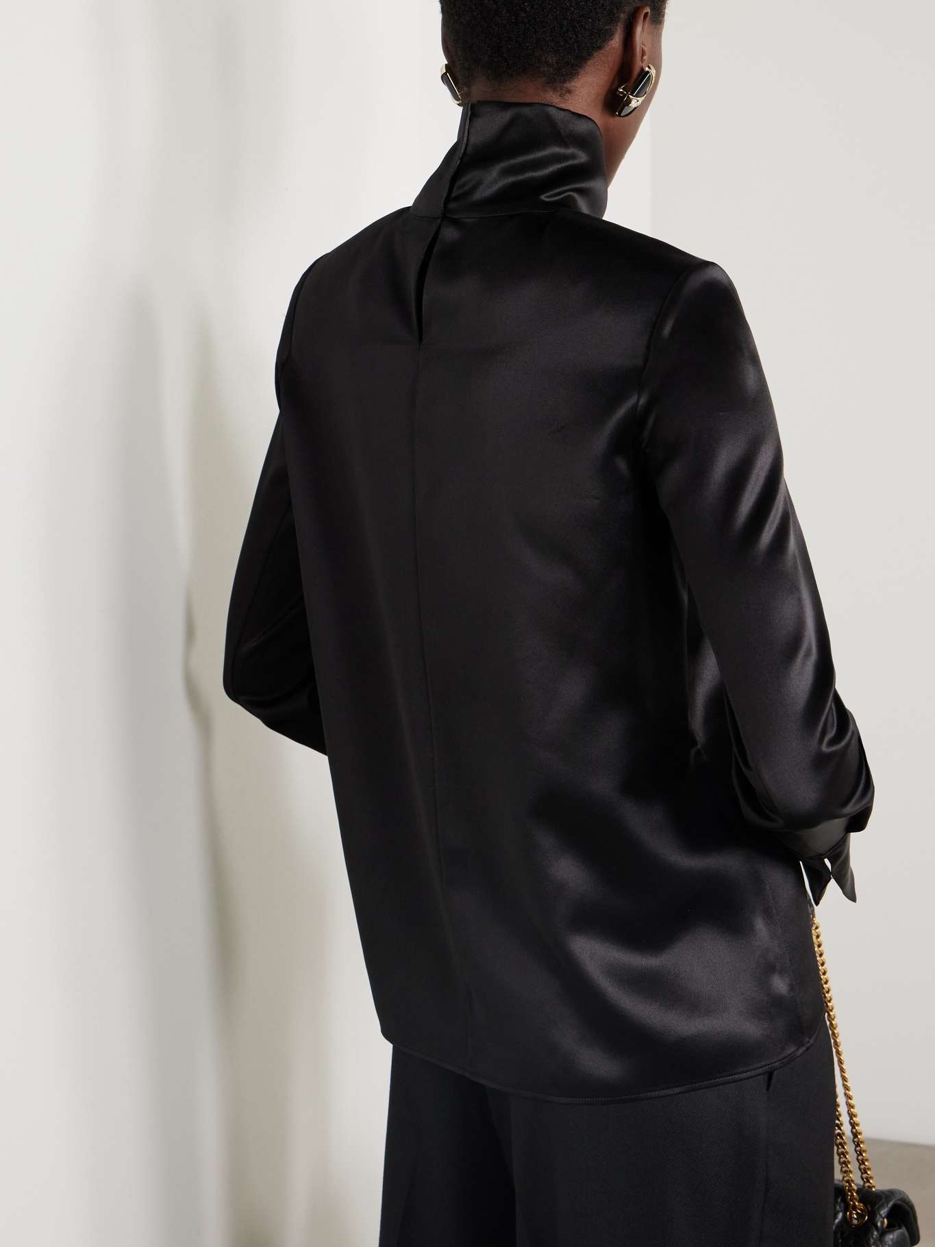 Silk-satin turtleneck blouse - 4