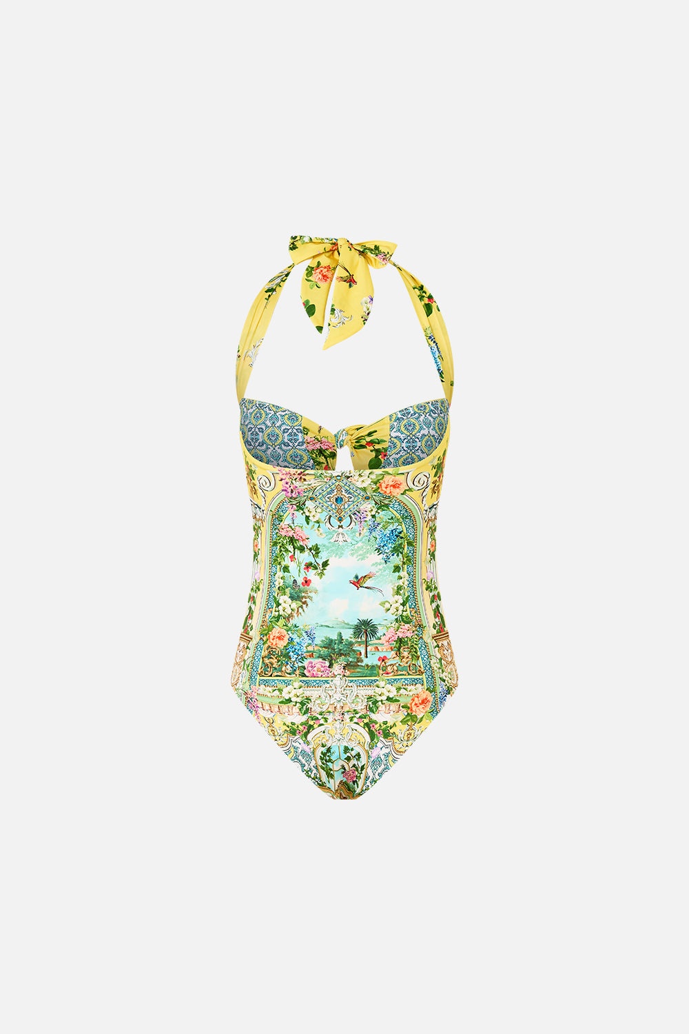 TIE FRONT HALTER ONE PIECE WITH GATHERED SIDES - 9
