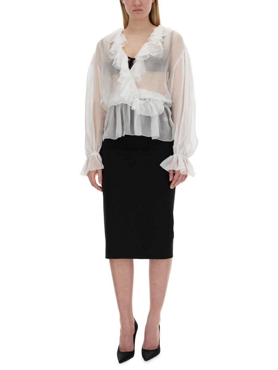 Dolce & Gabbana Women Chiffon Blouse With Ruffles - 2