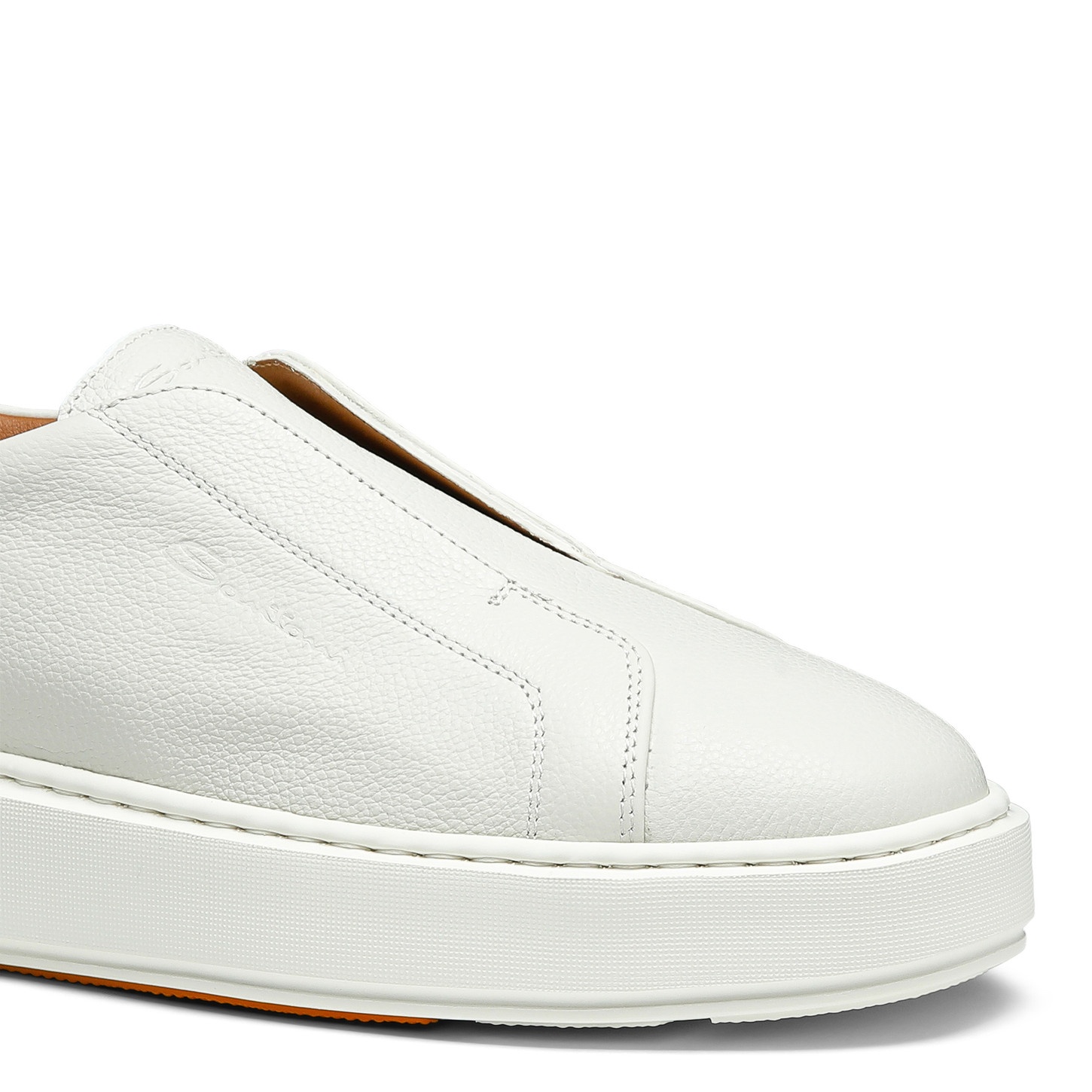 Women's white tumbled leather slip-on sneaker - 6